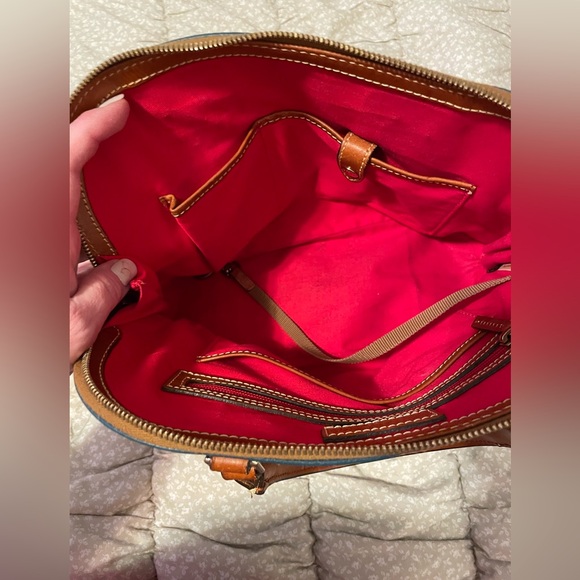 Dooney & Bourke Teal and Brown Leather Satchel - Picture 7 of 10